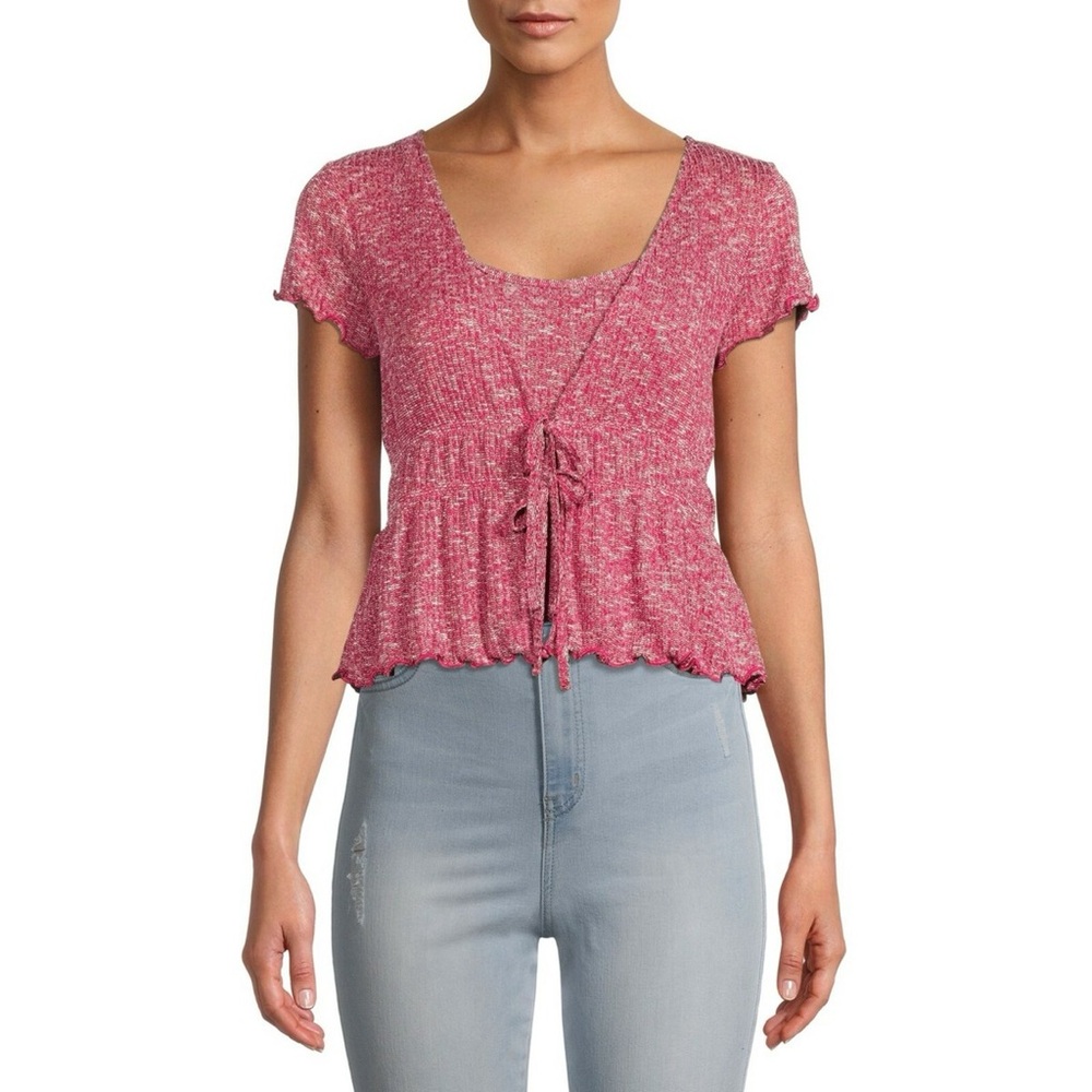 Women's Red Knit Two Piece Cami Top